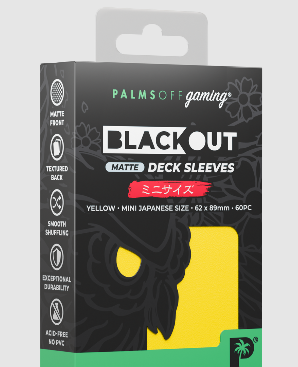 Palms Off: Blackout Deck Sleeves - Japanese Mini Size 60pc - Matte Yellow