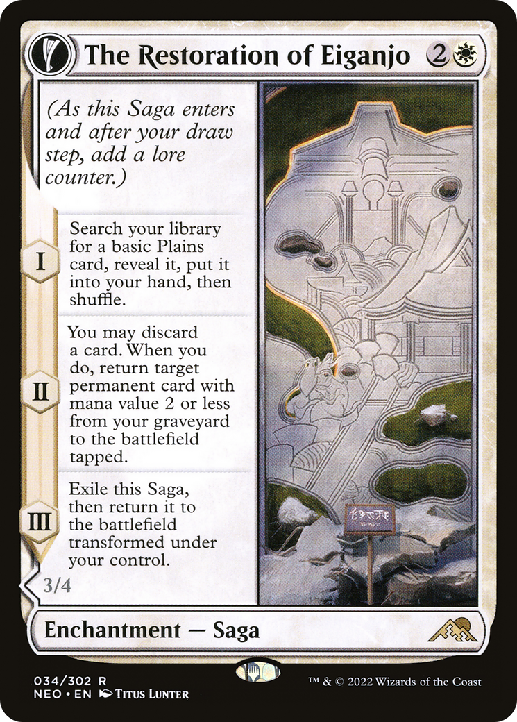 The Restoration of Eiganjo // Architect of Restoration [Kamigawa: Neon Dynasty]