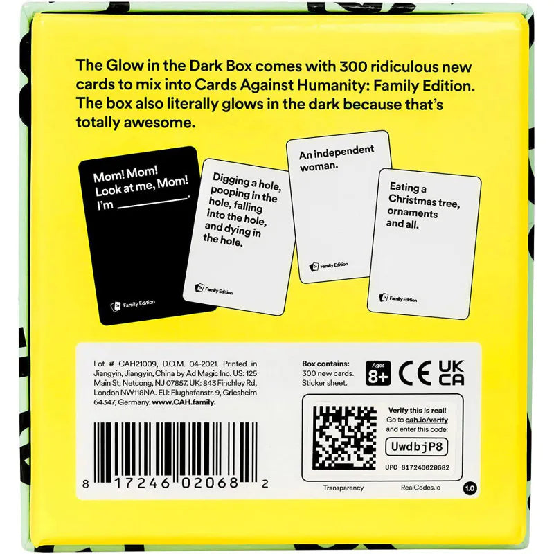 Cards Against Humanity: Family Edition Glow in the Dark Box (Expansion)