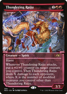 Thundering Raiju (Showcase Soft Glow) [Kamigawa: Neon Dynasty]