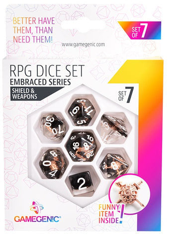 Gamegenic: Embraced Series RPG Dice - Shield and Weapons