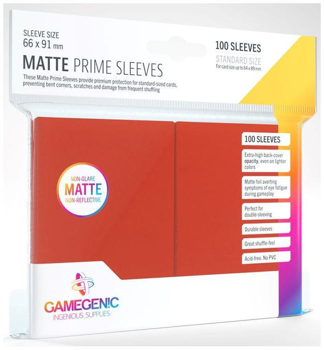 Gamegenic: Matte Prime 100ct Red Sleeves (66x91mm)