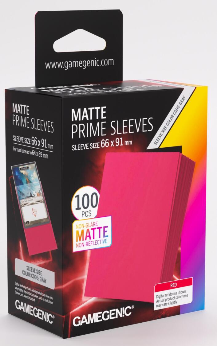 Gamegenic: Matte Prime 100ct Red Sleeves (66x91mm)
