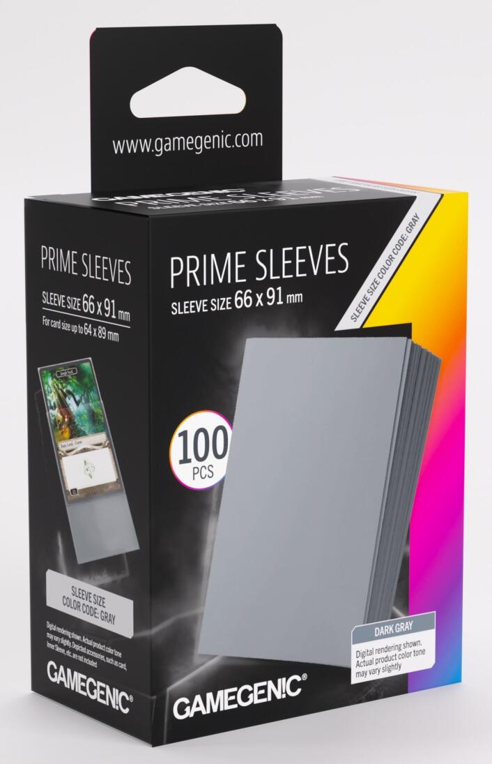 Gamegenic: Prime Card Sleeves - Standard Size (66mm x 91mm) - Dark Grey