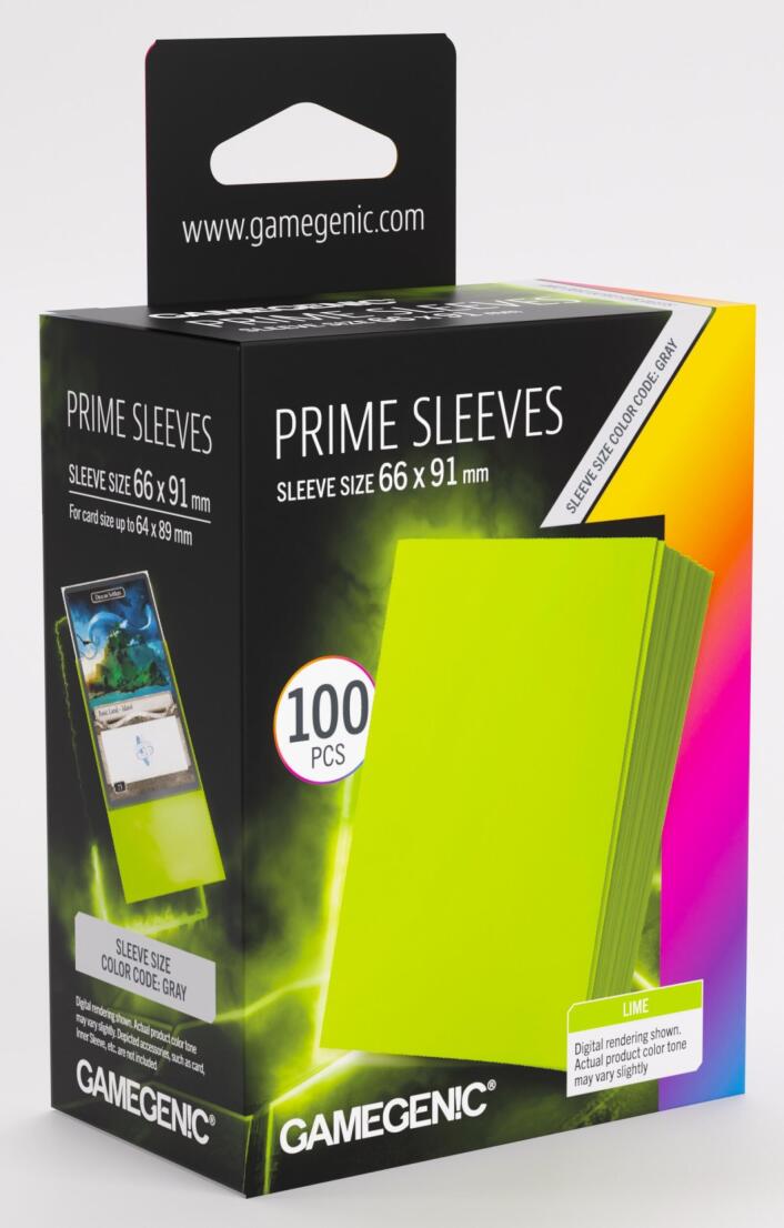 Gamegenic: Prime Card Sleeves - Standard Size (66mm x 91mm) - Lime