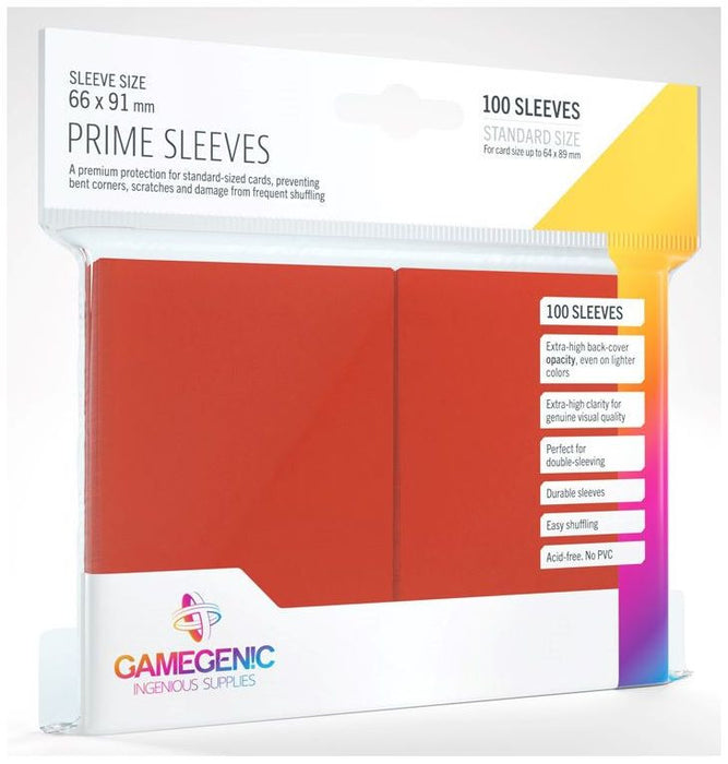 Gamegenic: Prime Card Sleeves - Standard Size (66mm x 91mm) - Red