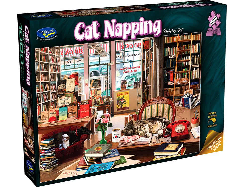Holdson: Cat Napping Bookshop Cat 1000pc