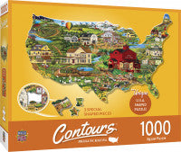 Masterpieces: Contours Shaped United States Shape 1000pc
