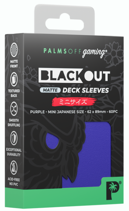 Palms Off: Blackout Deck Sleeves - Japanese Mini Size 60pc - Matte Purple