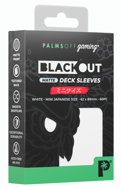 Palms Off: Blackout Deck Sleeves - Japanese Mini Size 60pc - Matte White