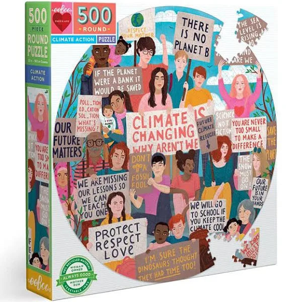 Eeboo: Climate Action 500pc Round Puzzle