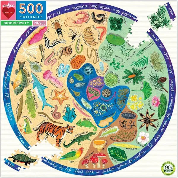 Eeboo: Biodiversity 500pc Round Puzzle