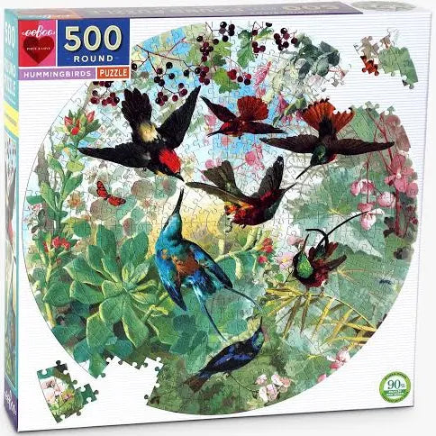 Eeboo: Hummingbirds 500pc Round Puzzle